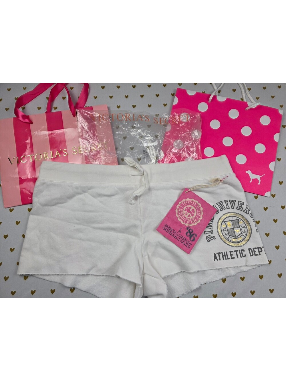 Victoria’s Secret PINK University Shorts L NWT Signature 86 Velour Y2K